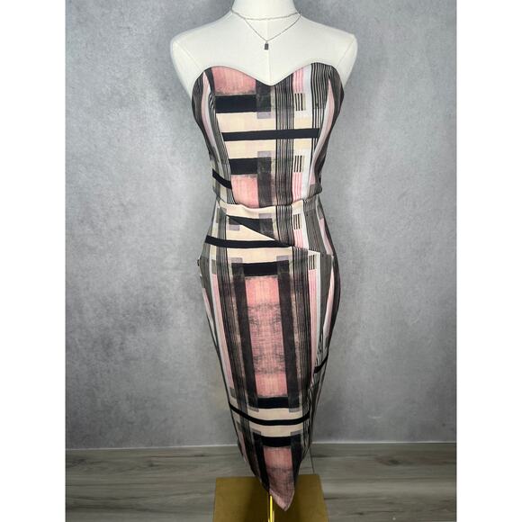 ASOS Dresses & Skirts - Strapless Sweetheart Abstract Print Cocktail Party Dress Size 6 Small